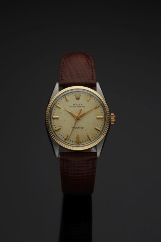 ROLEX REF. 5501 AIR-KING STEEL YELLOW.GOLD.Rolex, Oyster Perpetual, Air-King, case No. 1679727.Ref. 5501/1005. Made in 1967..Fine, center seconds, self-winding, water-resistant, stainless.steel and 18K yellow gold wristwatch..To be sold without reserve