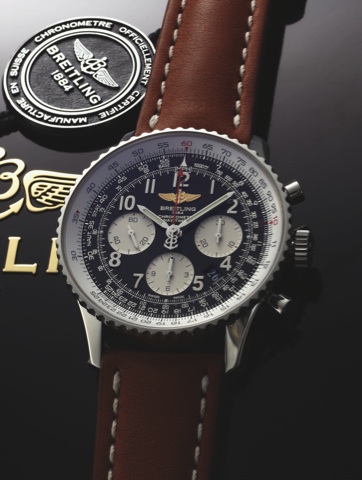 BREITLING REF. AB0120 CHRONOMETRE.NAVITIMER 01 CHONOGRAPH STEEL.Breitling, Chronometre Navitimer, case No. 3104837.Ref. AB0120. Sold on May 17, 2012..Fine, water-resistant, stainless steel chronometer.wristwatch with date, round button chronograph.registe