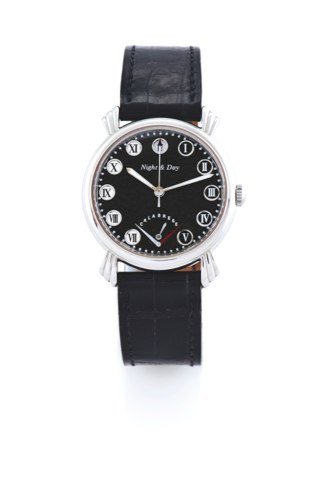 VINCENT CALABRESE, NIGHT AND DAY.Vincent Calabrese, Swiss, Night Day, No. 650. Made circa 2006..Fine and unusual, self-winding, water-resistant, center-seconds, stainless steel wristwatch.with night and day indication and a stainless steel hermes deploy