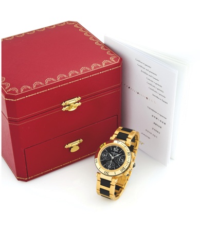 CARTIER PASHA SEATIMER CHRONOGRAPH XL.Cartier, Pasha Seatimer Chronograph XL, Automatic.case No. 117073MX, Ref. 3027. Made circa 2007..Fine, large and heavy, self-winding, water-resistant.18k yellow gold diver’s wristwatch with round button.chronograph, r