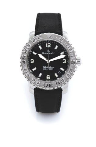 Blancpain Fifty Fathoms Stainless Steel.Blancpain, Fifty Fathoms, 300m/1000ft, No.515, ref. 2200. made in the 2000s..Fine, center-seconds, self-winding, water-resistant, stainless steel wristwatch with.date and a stainless steel Blancpain deployant clasp.