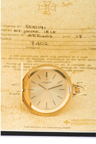VACHERON CONSTANTIN REF. 7402 DRESS WATCH YELLOW GOLD – NEW OLD STOCK.Vacheron Constantin, Genève, No. 655402, case.No. 500191, Ref. 7402. Made circa 1965..Very fine, hunting-cased, 18K yellow gold montre Couteau savonnette, extra thin keyless dress w