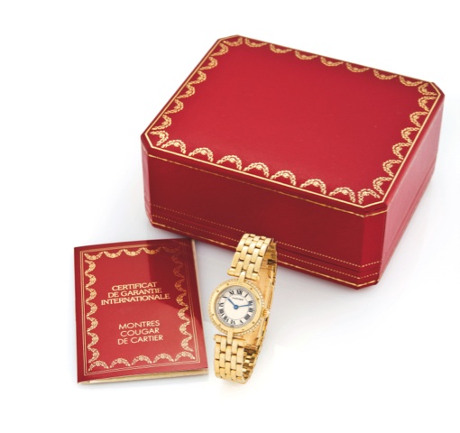CARTIER PANTHERE, YELLOW GOLD DIAMONDS.Cartier Panthère, No. 866925, Ref. 5180. Made in the 1990’s..Very fine, water-resistant, 18K yellow gold and diamond lady’s quartz wristwatch.with an 18K yellow gold Cartier link bracelet with concealed double depl