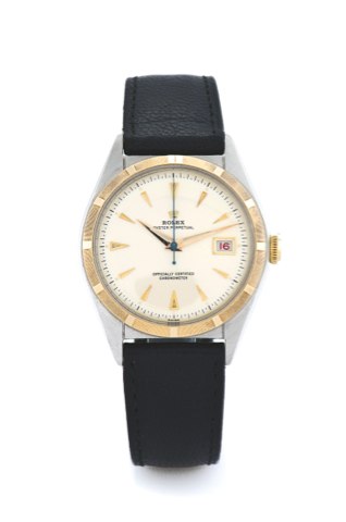 ROLEX REF. 5031, STEEL GOLD ROLEX.Oyster Perpetual, Officially Certified Chronometer, case No. 612627, Ref. 5031. Made in 1948..Fine and rare, tonneau-shaped, centerseconds, self-winding, waterresistant, 18k yellow gold and stainless steel chronometer’s