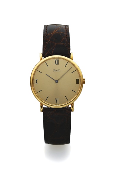 PIAGET REF. 9025 YELLOW GOLD.Piaget, Genève, No. 7801488, case No. 314846, Ref. 9025. Made in 1990..Fine and elegant, thin, 18K yellow gold wristwatch..To be sold without reserve