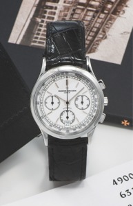 VACHERON CONSTANTIN REF. 49002 CHRONOGRAPH PLATINUM. Vacheron Constantin, Genève, “Les Historiques - Toledo 1952. Automatic”, No. 947760, case No. 784096, Ref. 47300. Made. circa 2005.. Very fine, cushion-shaped, self-winding, water-resistant, 18K. yellow