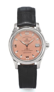 OMEGA DE VILLE CHRONOMETER. CO-AXIAL LIMITED EDITION PLATINUM. Omega De Ville, “Chronometer, Automatic, Co-Axial. Escapement, Limited Edtion”, No. 08/99, No. 60365258. Ref. AT 168.1849. Made in a limited edition of 99 examples. in 1999.. Very fine and rar