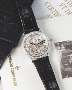 VACHERON CONSTANTIN REF. 13508 LADY’S. SKELETONIZED DIAMOND AND WHITE GOLD. Vacheron Constantin, Genève, movement No. 790529, case. No. 705959, Ref 13508. Sold on 1st, April 2003.. Very fine, thin, skeletonized, self-winding, 18K white gold. and diamond l