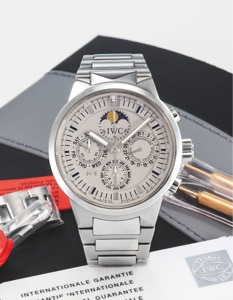 IWC REF. 3756 GTS PERPETUAL. CALENDAR STAINLESS STEEL. International Watch Co., Schaffhausen, “GST - Chronograph. Perpetual Calendar,” case No. 2875256, Ref. 3756. Made in the. 2000’s.. Fine, self-winding, water-resistant, stainless steel wristwatch. with
