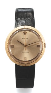 ROLEX REF. 9919 PRECISION YELLOW GOLD. Rolex, Precision, Ref. 9919. Case No 1726343. Made in 1964.. Fine and rare, water-resistant, center seconds, 18K yellow gold wristwatch.