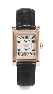 CARTIER REF 2594 TANK A VIS - DUAL TIME ZONE. PINK GOLD. Cartier Paris, “Tank” Two Time Zone, No. 168 MG, Ref. 2594.. Made circa 2000.. Very fine and unusual, rectangular, two time zone in one. movement with jump-hour adjustment system for the. second tim