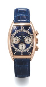 FRANCK MULLER MAGNUM. CHRONOGRAPH PINK GOLD. Franck Muller, Genève, “Cintree Curvex, Magnum. Chronograph Master Calendar Automatique”, No. 56, Ref.. 6850 CC MC AT. Made in the late 1990’s.. Fine, tonneau-shaped and curved, self-winding. waterresistant, 18