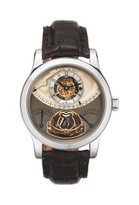 Jaeger-LeCoultre Gyrotourbillon1 Platinum. Jaeger-LeCoultre, Gyrotourbillon 1, No. 55/75, Ref. 149.6.07.S. Made in a limited edition of 75 pieces in 2008.. Exceptional and highly complicated, large, waterresistant, 8-day going platinum wristwatch with vis