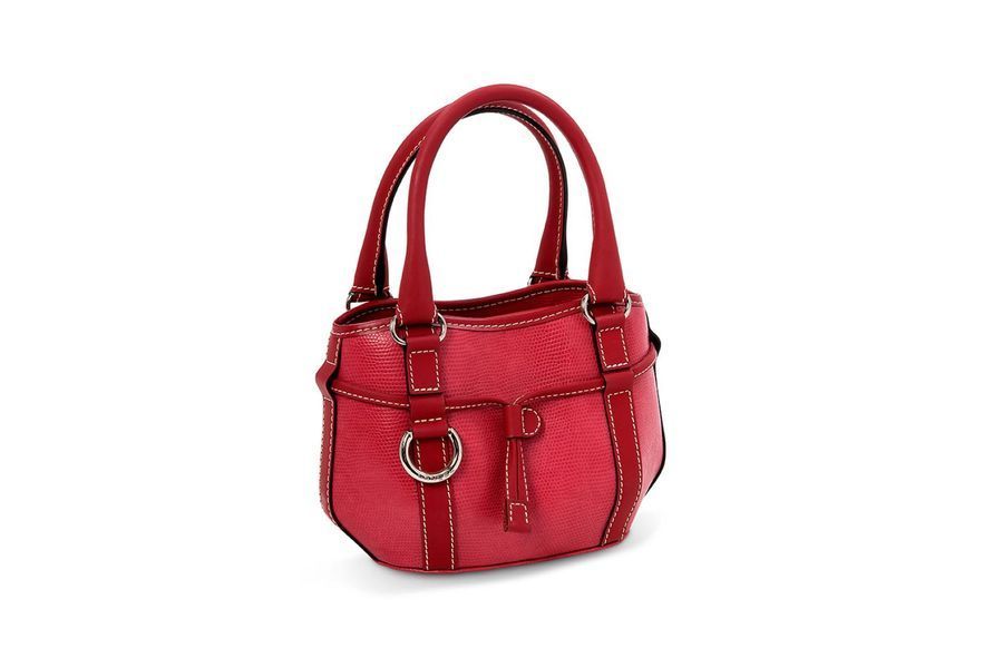 LANCEL,Sac rigide en cuir rose, surpiqures...