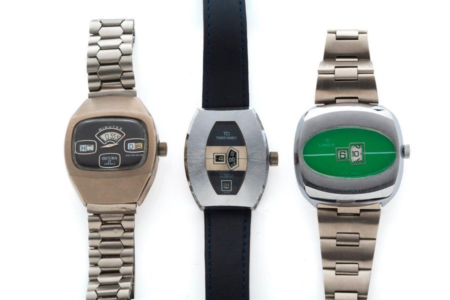 Lot 3 montres à guichet Sicura/Tenor-Dorly/Lanco