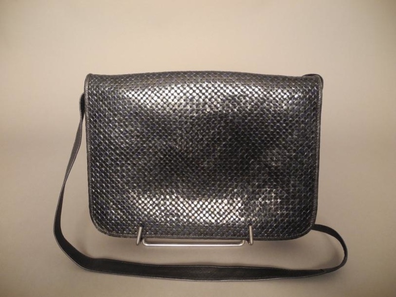 SEDUCTA SEDUCTA Sac pochette cuir tressé noir et bleu marine - vente aux enchères 27/03/2013