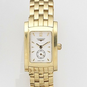 Dolce Vita, Ref:L5.155.6, Case No.30554713, Circa 2005 Quartz movement, white dial with applied gilt tear drop hour markers, gilt sword hands, subsidiary dial at 6 for running seconds, brushed and polished rectangular case with snap on back, fitted brick 