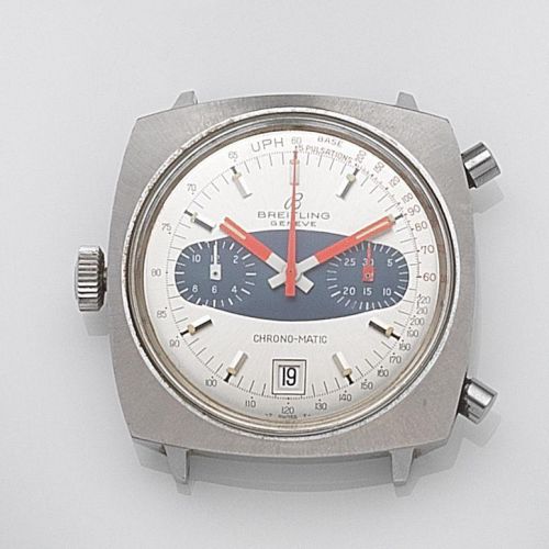Breitling. A stainless steel automatic calendar chronograph watch head