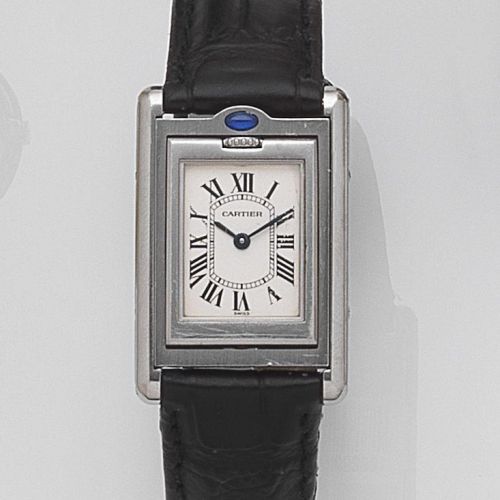 Cartier. A stainless steel quartz reversible wristwatch