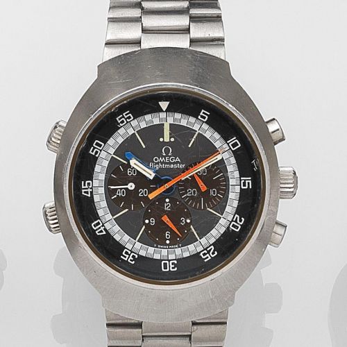 Omega. A stainless steel manual wind chronograph bracelet watch