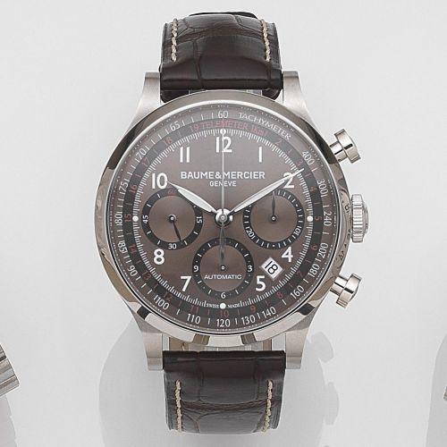 Baume Mercier. A stainless steel automatic calendar chronograph wristwatch