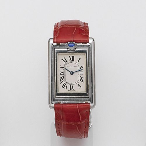 Cartier. A stainless steel quartz reversible wristwatch