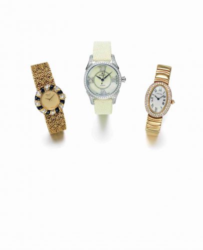Cartier. An 18ct gold and diamond set quartz bracelet watch