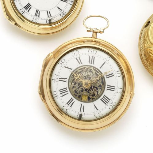 John Wilter, London. A late 18th century gilt pair case key wind pocket watch