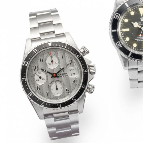 Tudor. A stainless steel automatic calendar chronograph bracelet watch