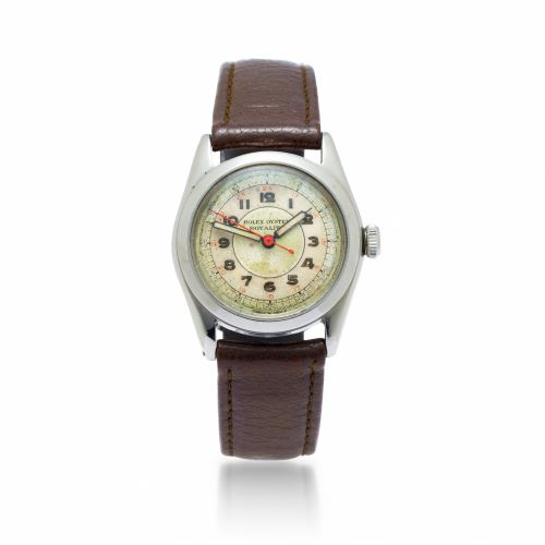 Rolex. A stainless steel center seconds wristwatch