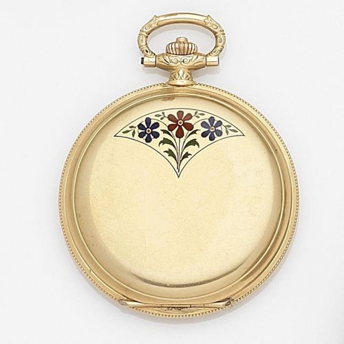 Swiss. An 18ct gold keyless wind full hunter pocket watch