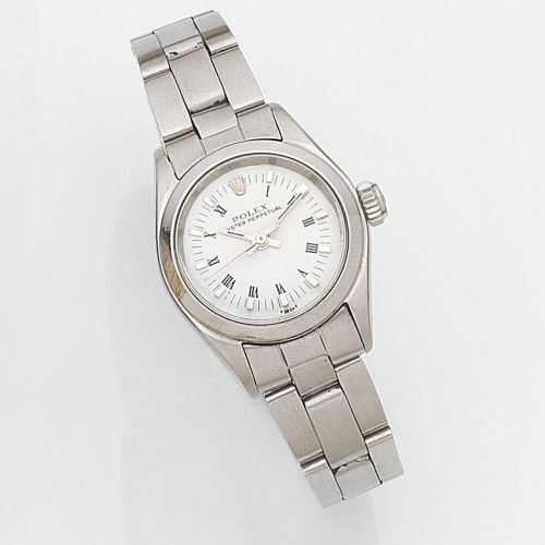 Rolex. A lady's stainless steel automatic bracelet watch