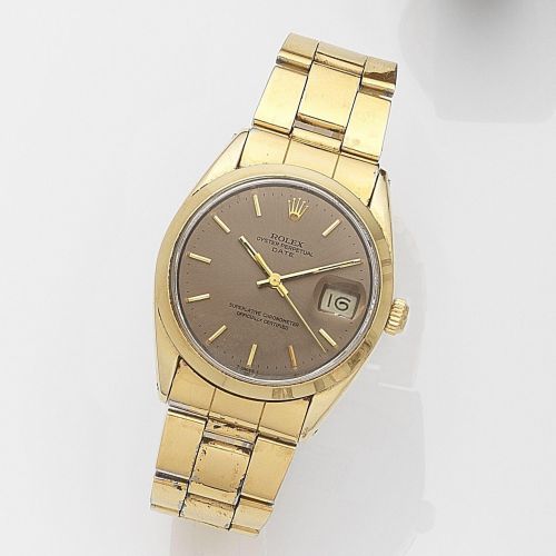 Rolex. A gold plated automatic calendar bracelet watch