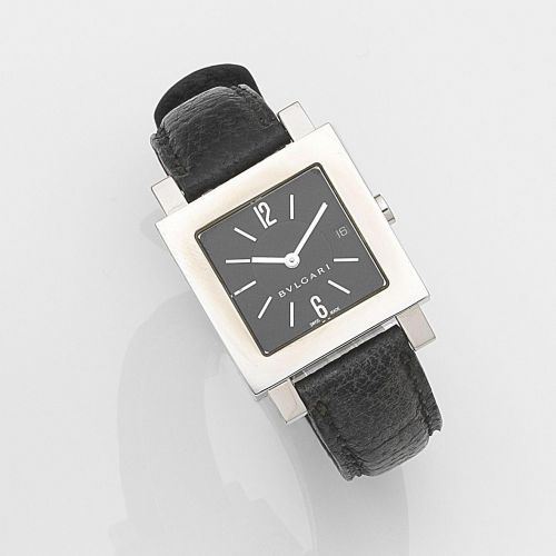 Bulgari. A lady's stainless steel quartz calendar wristwatch