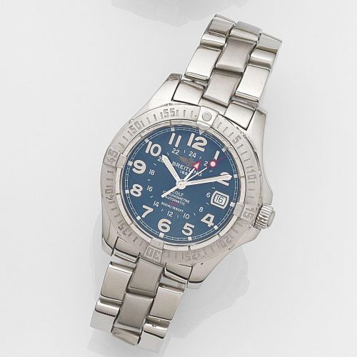 Breitling. A stainless steel automatic calendar bracelet watch