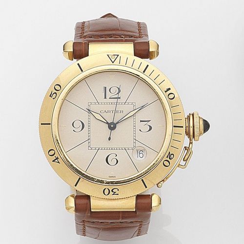 Cartier. An 18ct gold automatic calendar wristwatch