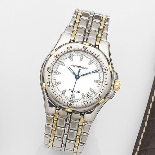 Jaeger-LeCoultre. A stainless steel and gold quartz calendar bracelet watch