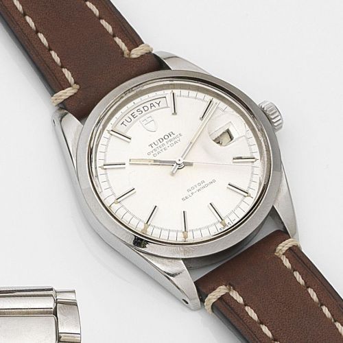 Tudor. A stainless steel automatic calendar wristwatch