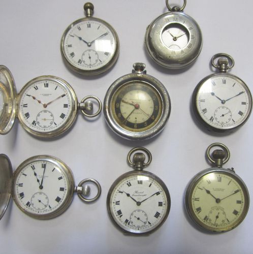 A lot of eight silver pocket watches (AF)