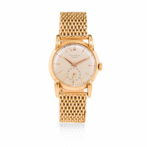 Patek Philippe. An 18K rose gold wristwatch and bracelet