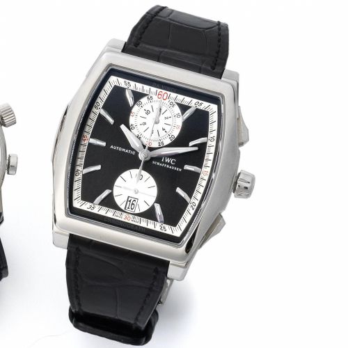 IWC. A fine stainless steel automatic calendar chronograph wristwatch