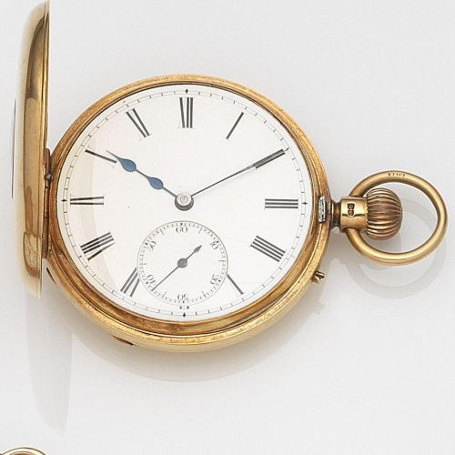 John Bennett, 65 64 Cheapside, London. An 18ct gold keyless wind half hunter pocket watch