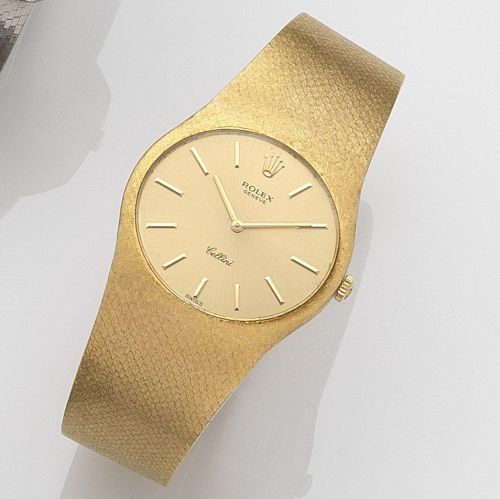 Rolex. An 18ct gold manual wind bracelet watch