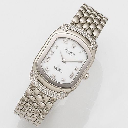 Rolex. A lady's 18ct white gold and diamond set quartz bracelet watch