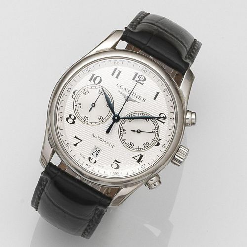 Longines. A stainless steel automatic calendar chronograph wristwatch