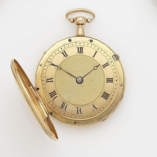 Moulinie Bautte Moynier. A continental gold key wind quarter repeating full hunter pocket watch