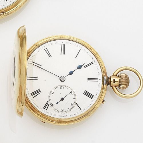 John Bennett, 65 64 Cheapside, London. An 18ct gold keyless wind half hunter pocket watch
