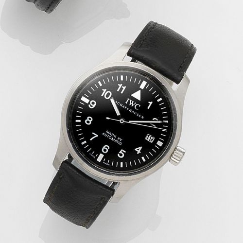 IWC. A stainless steel automatic calendar wristwatch