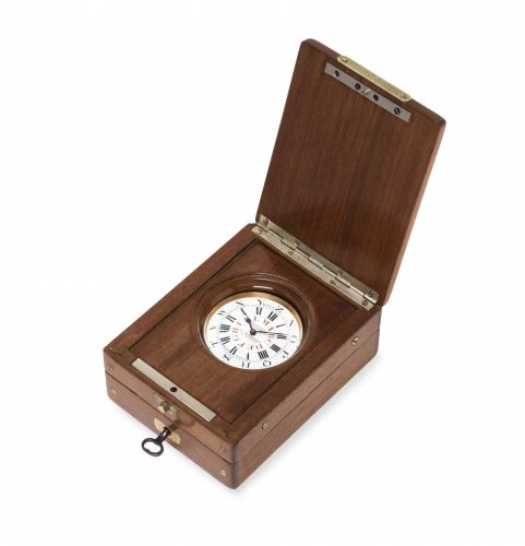 A very rare telegrapher's large time code watch with protective box