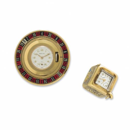 Two gilt metal novelty watches